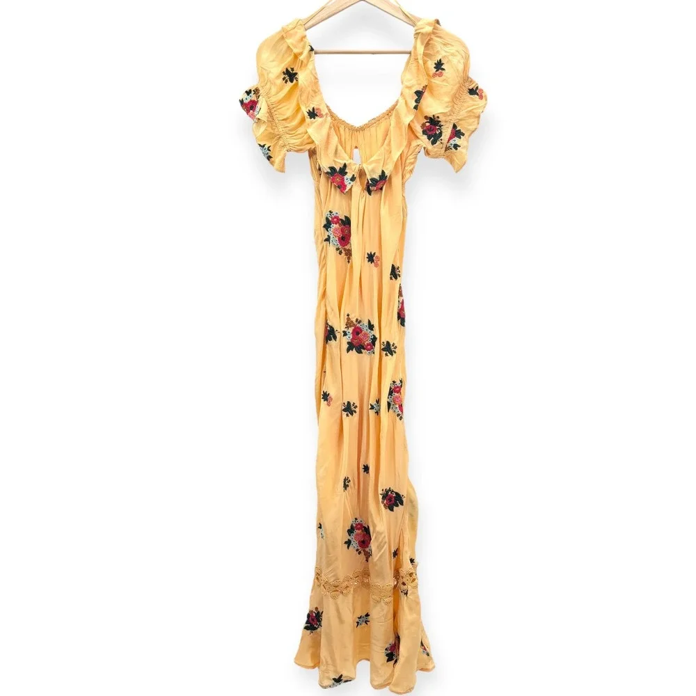 NWT‎ Free People Bali Santa Cruz Ruffle Dress Maxi - Size Medium